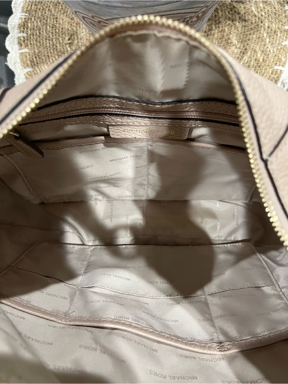 MICHAEL Michael Kors Pebbled Leather Hobo in Rose Beige, Gold Tone Hardware - Picture 10 of 14